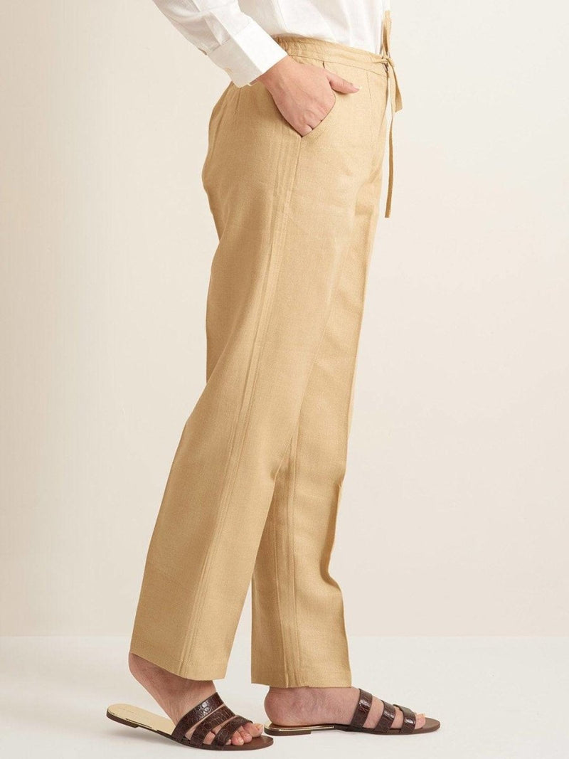 Buy Straight Fit Linen Pants - Herringbone Weave | Shop Verified Sustainable Womens Pants on Brown Living™