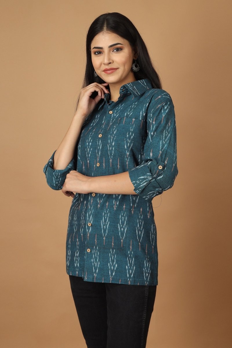 Buy Subah Ikat Womens Cotton Shirt | Shop Verified Sustainable Products on Brown Living