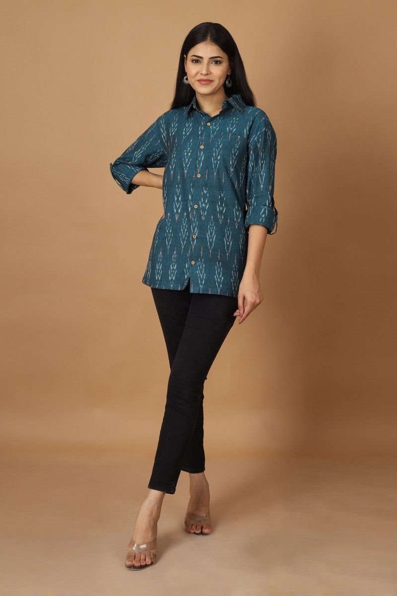 Buy Subah Ikat Womens Cotton Shirt | Shop Verified Sustainable Products on Brown Living