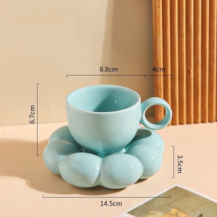 Buy Sunflower Ceramic Cups- Blue | Shop Verified Sustainable Cups & Saucers on Brown Living™