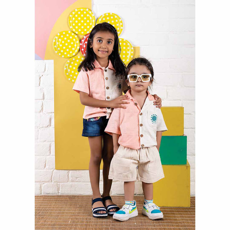 Buy Sunshine Unisex Peach Shirt | Shop Verified Sustainable Kids Shirts on Brown Living™