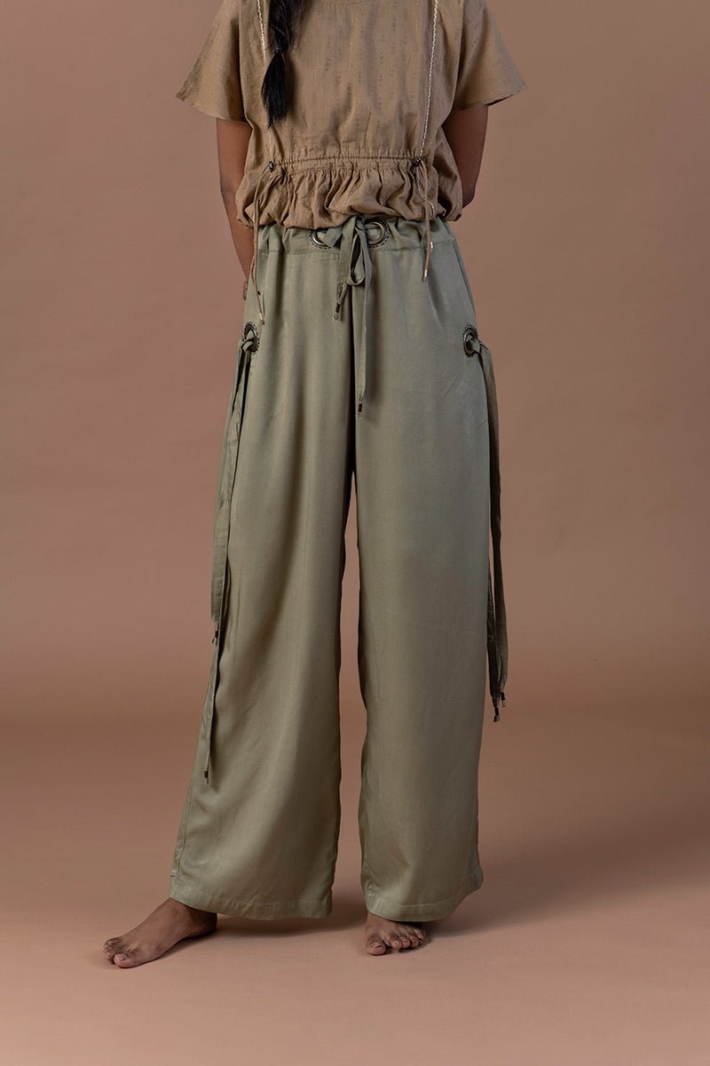 Buy Surmai Wide Bottom Viscose Pants | Shop Verified Sustainable Womens Trouser on Brown Living™