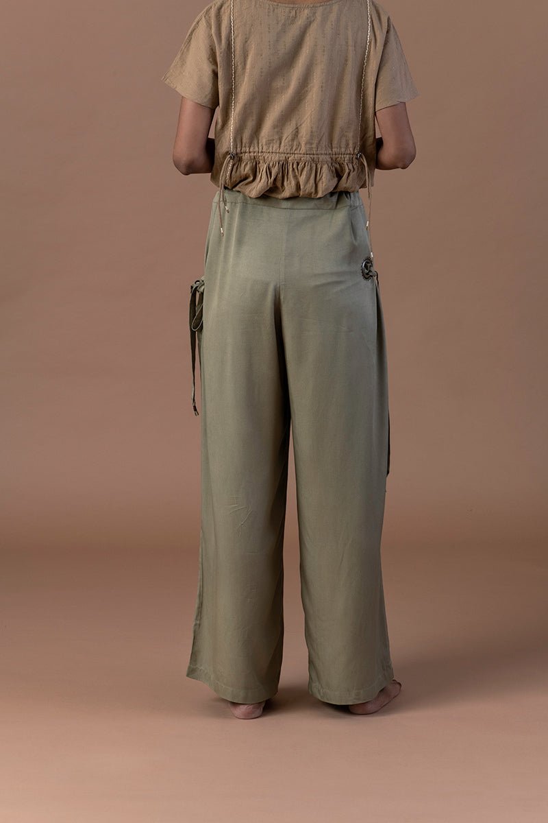 Buy Surmai Wide Bottom Viscose Pants | Shop Verified Sustainable Womens Trouser on Brown Living™