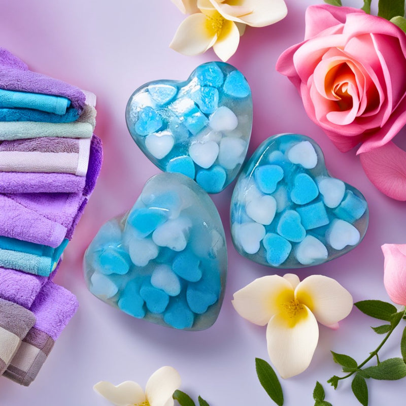 Buy Sweet Hearts - Blue Handmade Glycerin Soap with Peppermint Essential Oil | Shop Verified Sustainable Body Soap on Brown Living™