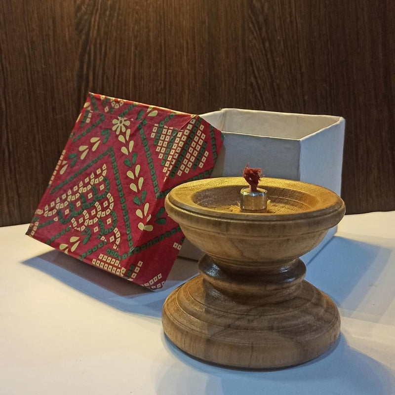 Buy Teak Diya | Wood carved diya | Shop Verified Sustainable Pooja Needs on Brown Living™