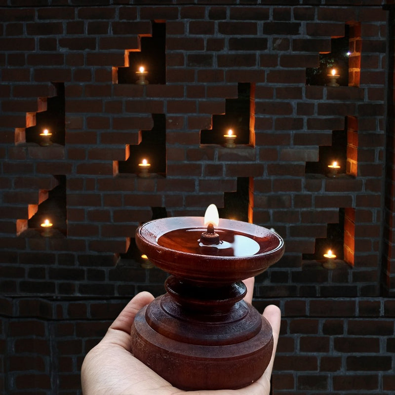 Buy Teak Diya | Wood carved diya | Shop Verified Sustainable Pooja Needs on Brown Living™