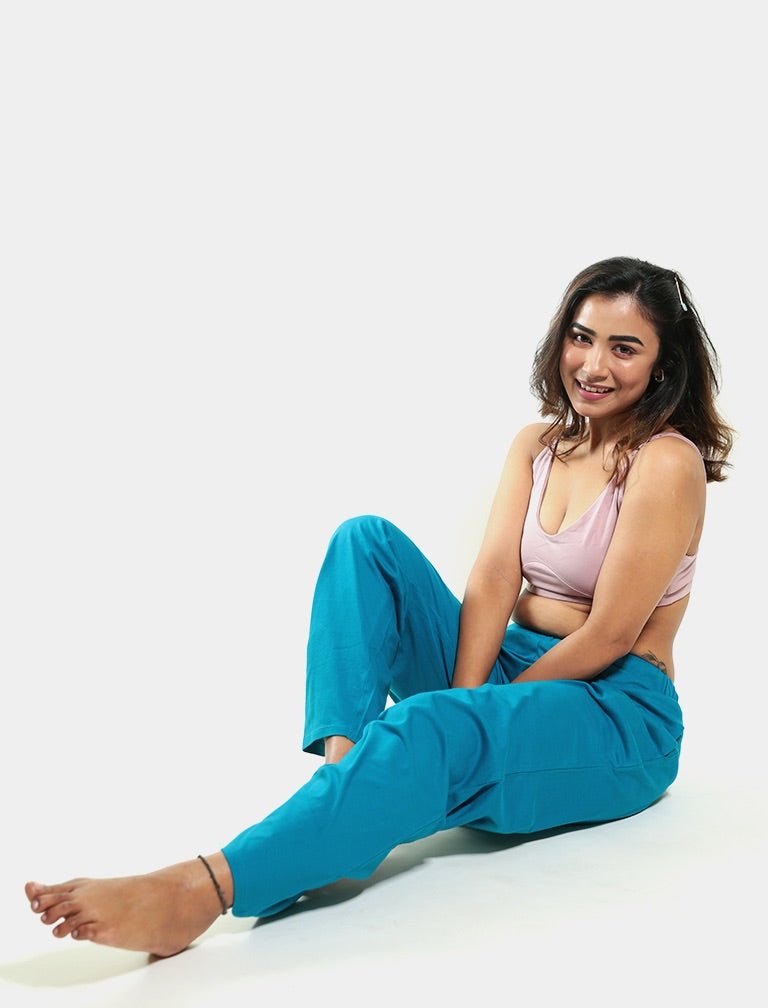 Teal 100% Organic Cotton Pajama | Verified Sustainable Womens Pants on Brown Living™