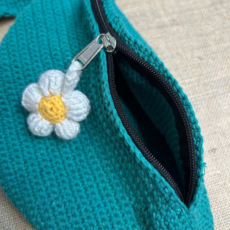 Teal Crochet Fanny Pack Bag | Verified Sustainable Bags on Brown Living™