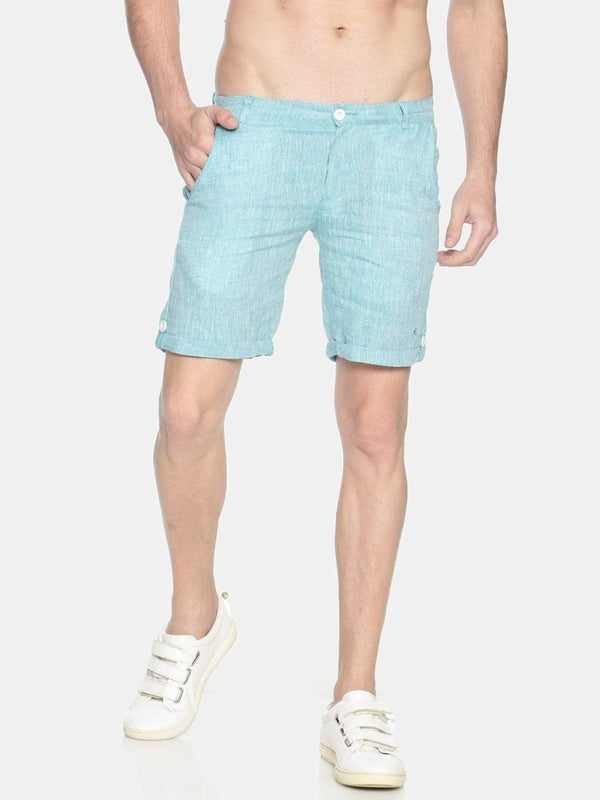 Buy Teal Green Colour Slim Fit Hemp Shorts | Shop Verified Sustainable Mens Shorts on Brown Living™