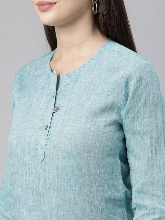 Buy Teal Green Solid High Low Casual Top | Shop Verified Sustainable Womens Top on Brown Living™