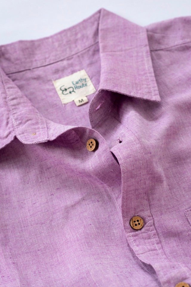 Buy TENCEL™ Lyocell-Linen Half Sleeve Shirt in Lavender | Shop Verified Sustainable Mens Shirt on Brown Living™