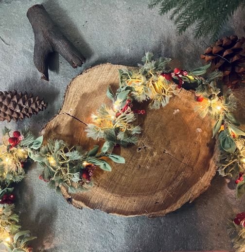 Buy Terra Snow & Glitter Garland With Lights | Shop Verified Sustainable Decor & Artefacts on Brown Living™