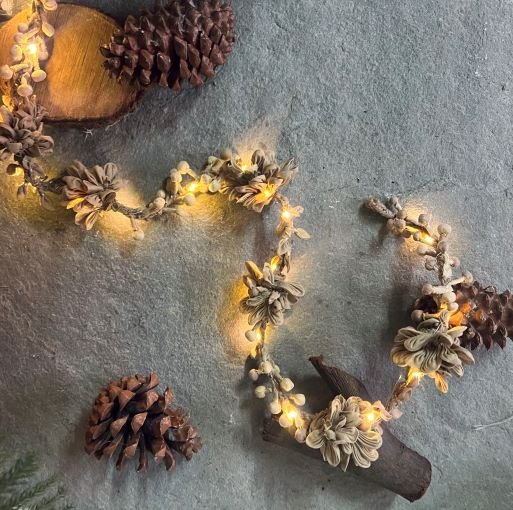 Buy Terra Snow & Glitter Garland With Lights | Shop Verified Sustainable Decor & Artefacts on Brown Living™