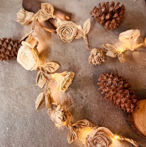 Buy Terra Snow & Glitter Garland With Lights | Shop Verified Sustainable Decor & Artefacts on Brown Living™