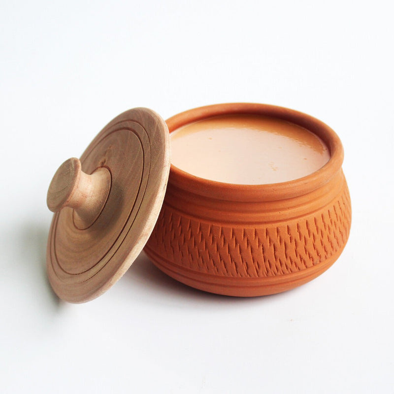 Buy Terracotta Curd Setter with Wooden Lid- Set of 3 | Shop Verified Sustainable Products on Brown Living