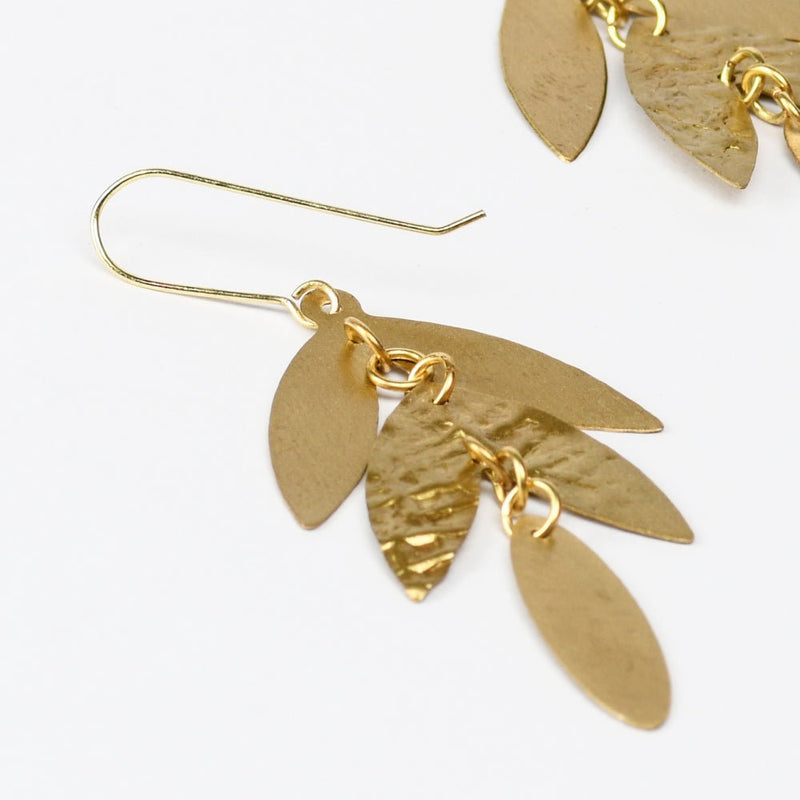 Buy Textured Leaf Brass Earrings | Shop Verified Sustainable Womens earrings on Brown Living™