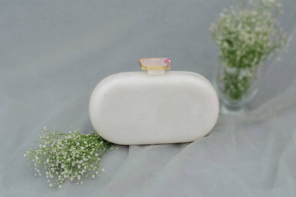 Buy The White Baroque Capsule Clutch - Pink Stone | Shop Verified Sustainable Womens Clutch on Brown Living™