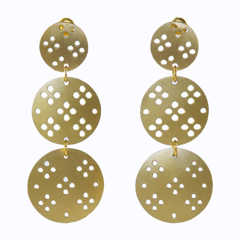 Buy Three Circle Brass Earrings | Shop Verified Sustainable Womens earrings on Brown Living™