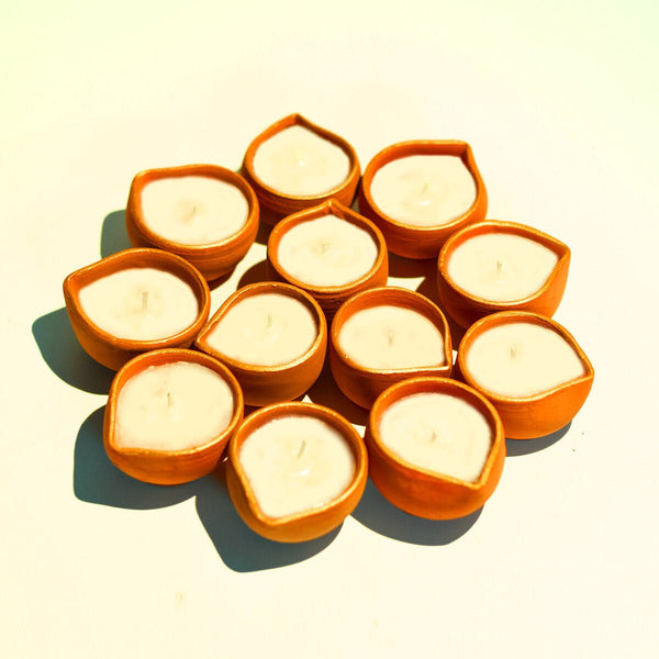 Buy Traditional Little Diya Wax Filled Soywax Candles- Set Of 12 | Shop Verified Sustainable Products on Brown Living