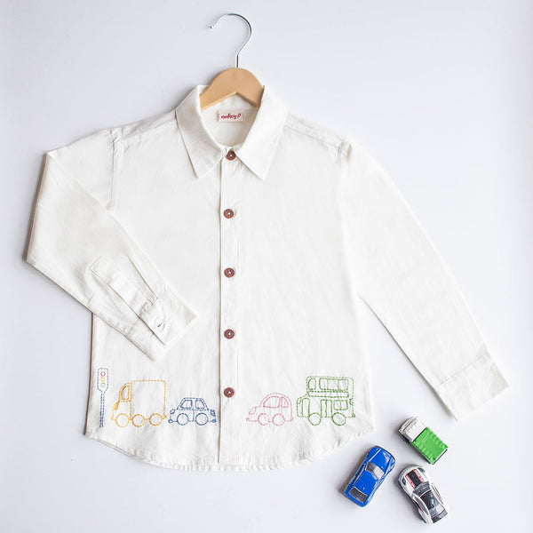 Buy Traffic Embroidered Formal Shirt- White | Shop Verified Sustainable Kids Shirts on Brown Living™