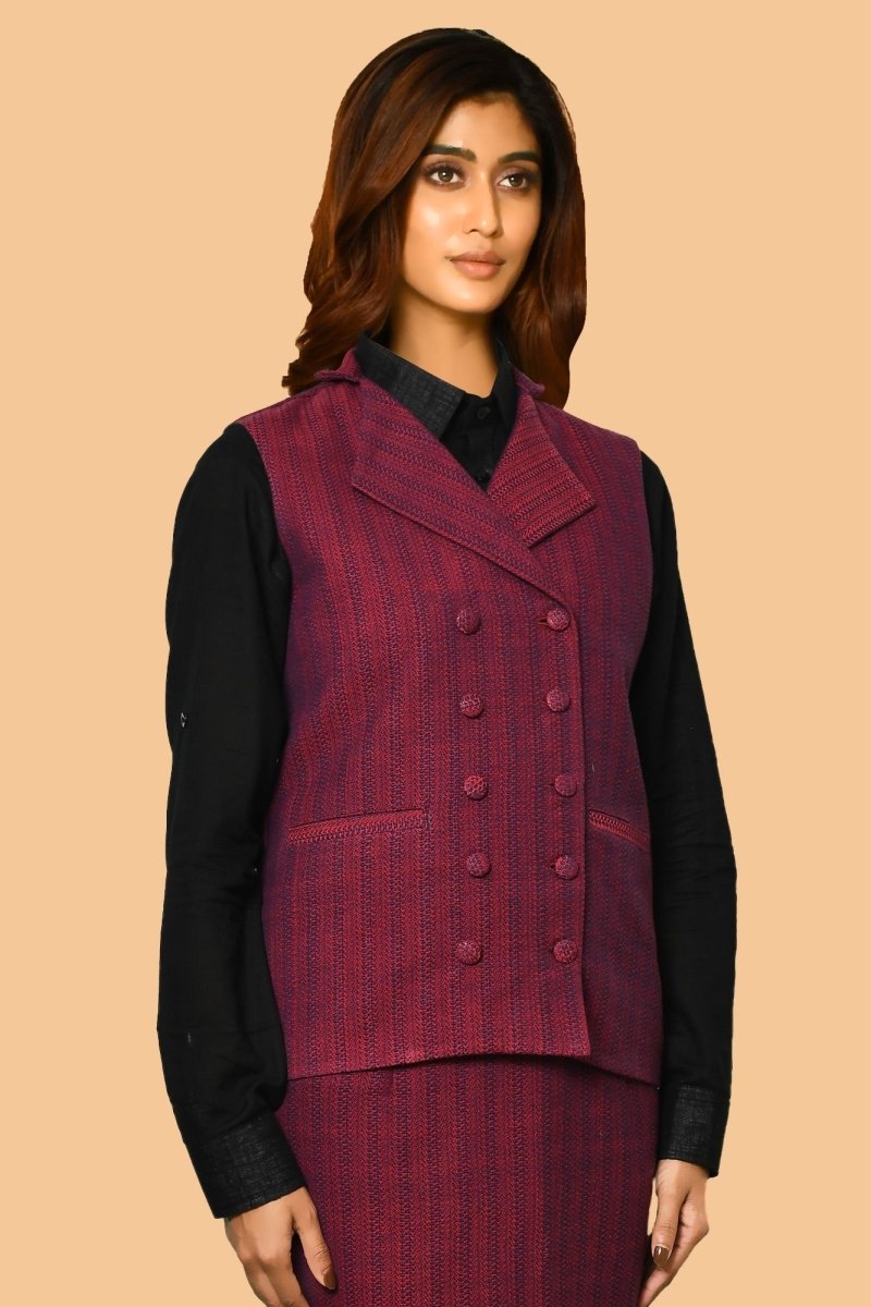 Trisha Handloom Pure Cotton Jacket for Women | Verified Sustainable Womens Jacket on Brown Living™