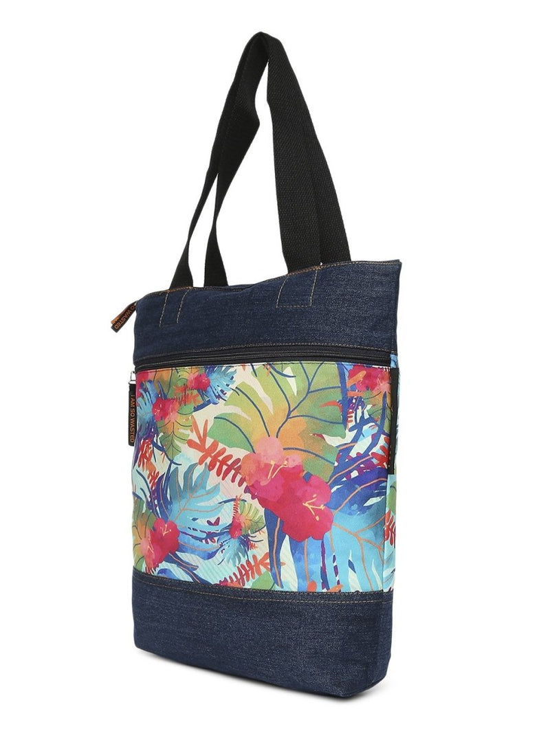 Buy Tropical Upcycled Denim Tote Bag | Shop Verified Sustainable Tote Bag on Brown Living™