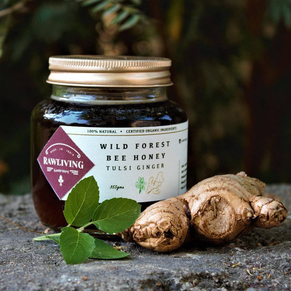 Buy Tulsi Ginger Honey - Raw Wild Forest Organic Bee Honey | Shop Verified Sustainable Honey & Syrups on Brown Living™