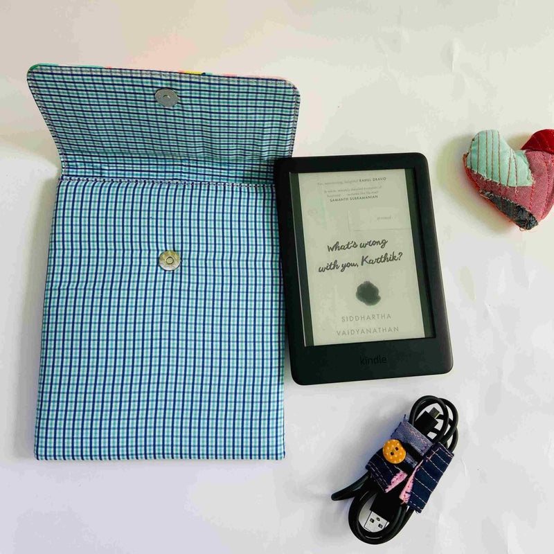 Buy Unique Kindle Sleeve-Blue Checkers-Fits all Kindle | Shop Verified Sustainable Tech Accessories on Brown Living™