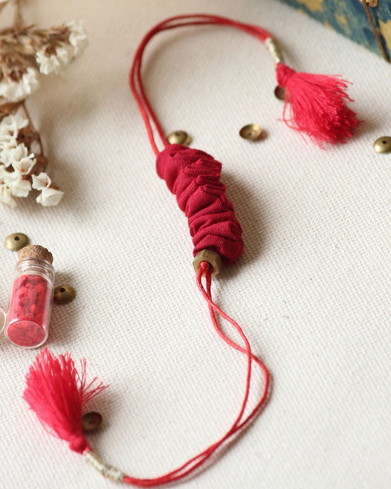 Buy Upcycled Artisanal Rakhi- Traditional Dark Red | Shop Verified Sustainable Rakhi on Brown Living™