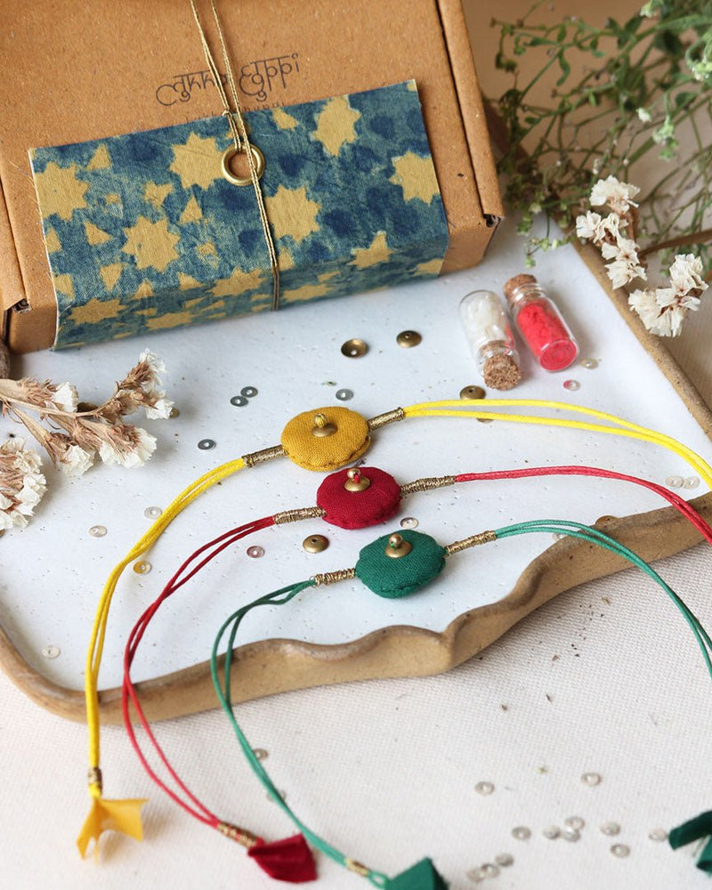 Buy Upcycled Artisanal Rakhis - Set of 3 | Shop Verified Sustainable Rakhi on Brown Living™