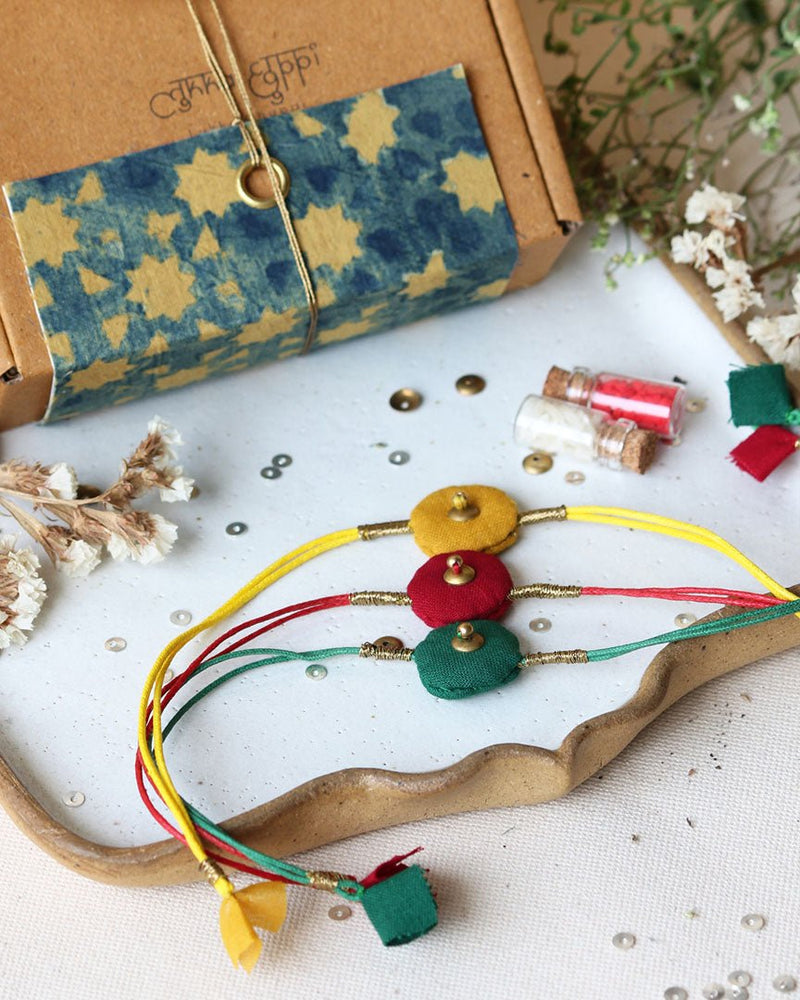 Buy Upcycled Artisanal Rakhis - Set of 3 | Shop Verified Sustainable Rakhi on Brown Living™