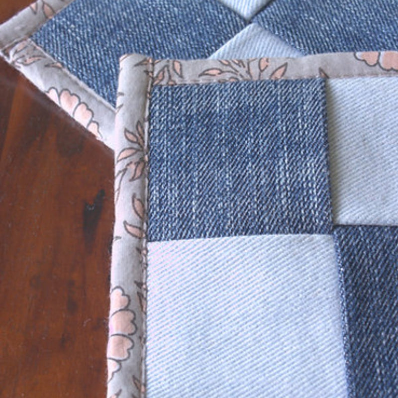 Buy Upcycled Denim Coaster Set (x4)- Sky and Denim Blue | Shop Verified Sustainable Table Linens on Brown Living™