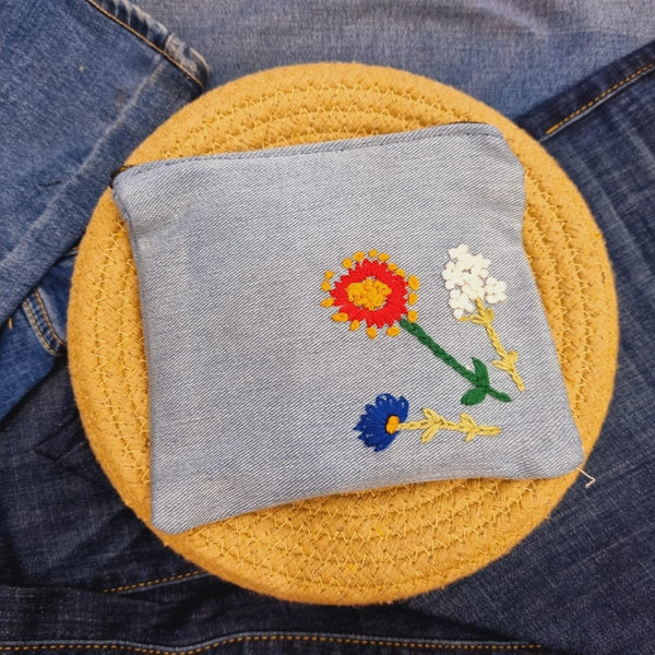 Buy Upcycled Denim Pocket | Hand Embroidered | Shop Verified Sustainable Gift Bags on Brown Living™