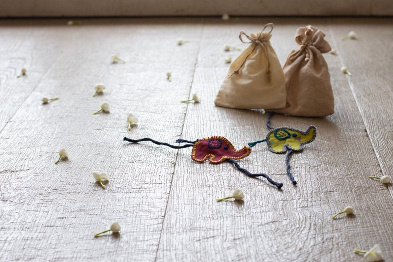 Buy Upcycled Elephant Hand Embroidered Kids Rakhi | Shop Verified Sustainable Rakhi on Brown Living™