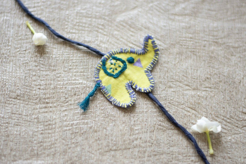 Buy Upcycled Elephant Hand Embroidered Kids Rakhi | Shop Verified Sustainable Rakhi on Brown Living™