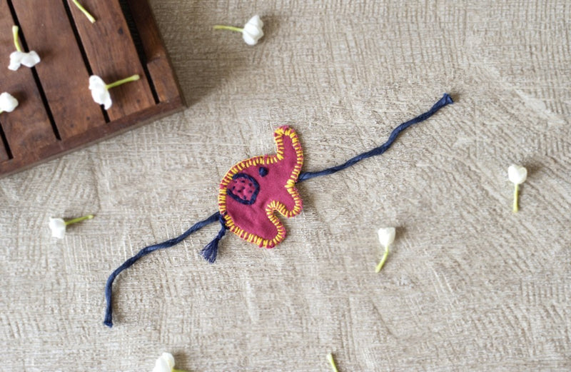 Buy Upcycled Elephant Hand Embroidered Kids Rakhi | Shop Verified Sustainable Rakhi on Brown Living™