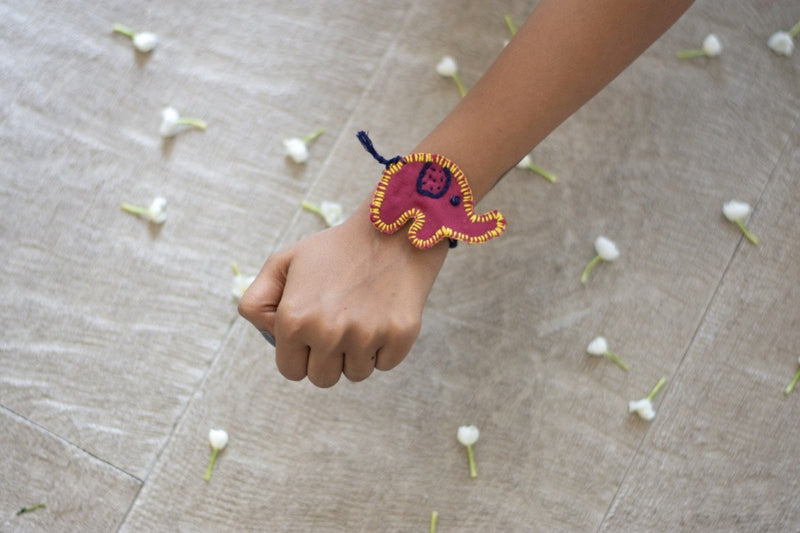 Buy Upcycled Elephant Hand Embroidered Kids Rakhi | Shop Verified Sustainable Rakhi on Brown Living™