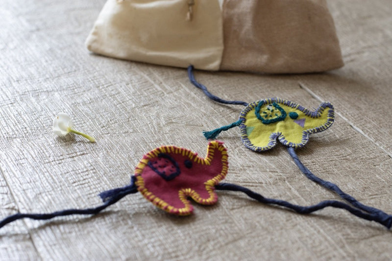 Buy Upcycled Elephant Hand Embroidered Kids Rakhi | Shop Verified Sustainable Rakhi on Brown Living™