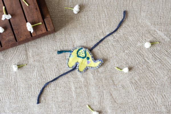 Buy Upcycled Elephant Hand Embroidered Kids Rakhi | Shop Verified Sustainable Rakhi on Brown Living™