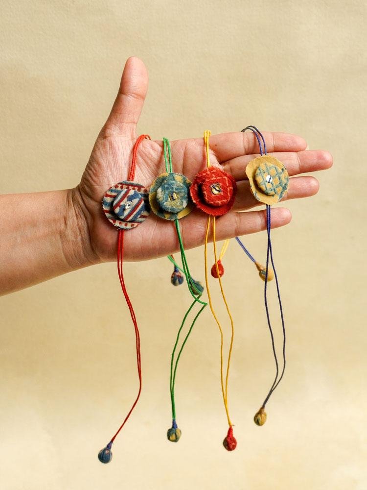 Buy Upcycled Fabric Rakhis - Set of 4 | Shop Verified Sustainable Rakhi on Brown Living™