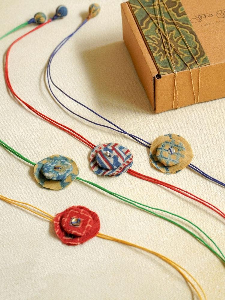 Buy Upcycled Fabric Rakhis - Set of 4 | Shop Verified Sustainable Rakhi on Brown Living™