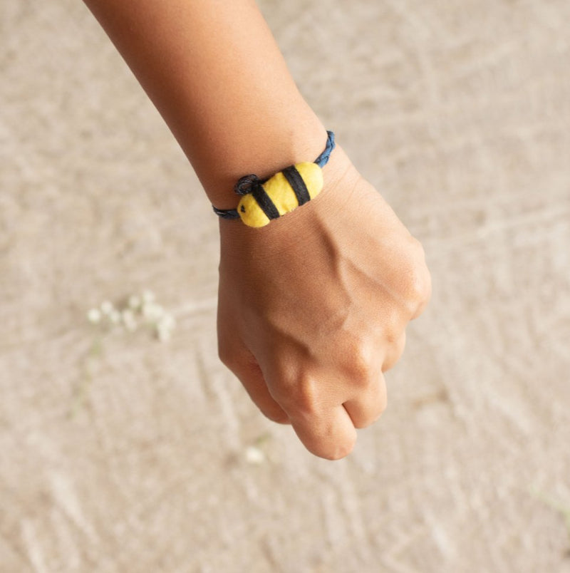 Buy Upcycled Hand Stitched Bee Kids Rakhi | Shop Verified Sustainable Rakhi on Brown Living™