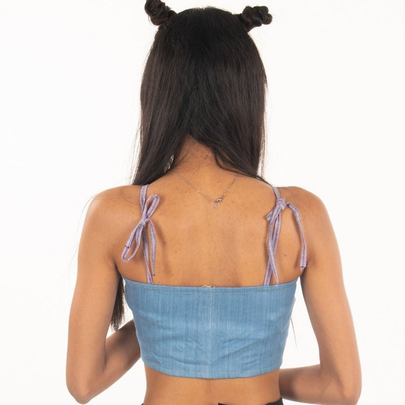 Buy Upcycled Khadi Denim Crop Top - Light Blue | Shop Verified Sustainable Womens Top on Brown Living™