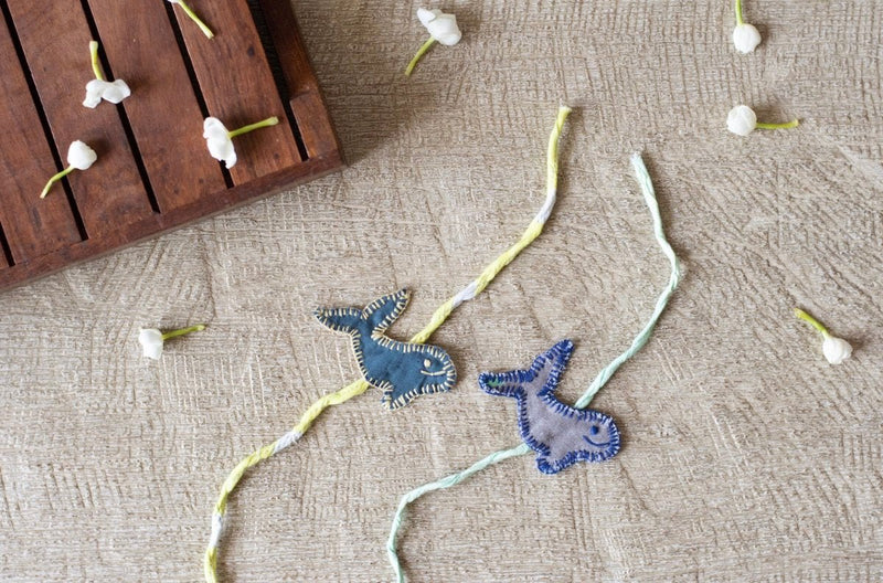 Buy Upcycled Whale Hand Embroidered Kids Rakhi | Shop Verified Sustainable Rakhi on Brown Living™