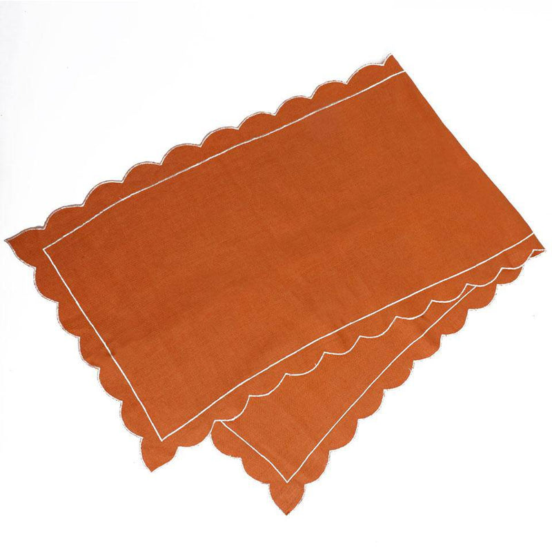 Buy Urwar - Pure Hemp Hand-embroidered Table Runner | Rustic Orange | Shop Verified Sustainable Table Linens on Brown Living™