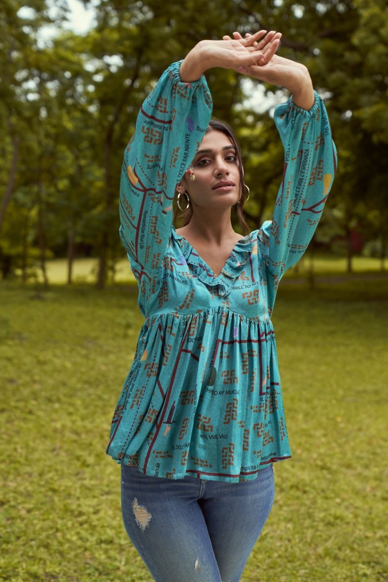 Buy Venice Brick Printed Top | Shop Verified Sustainable Products on Brown Living