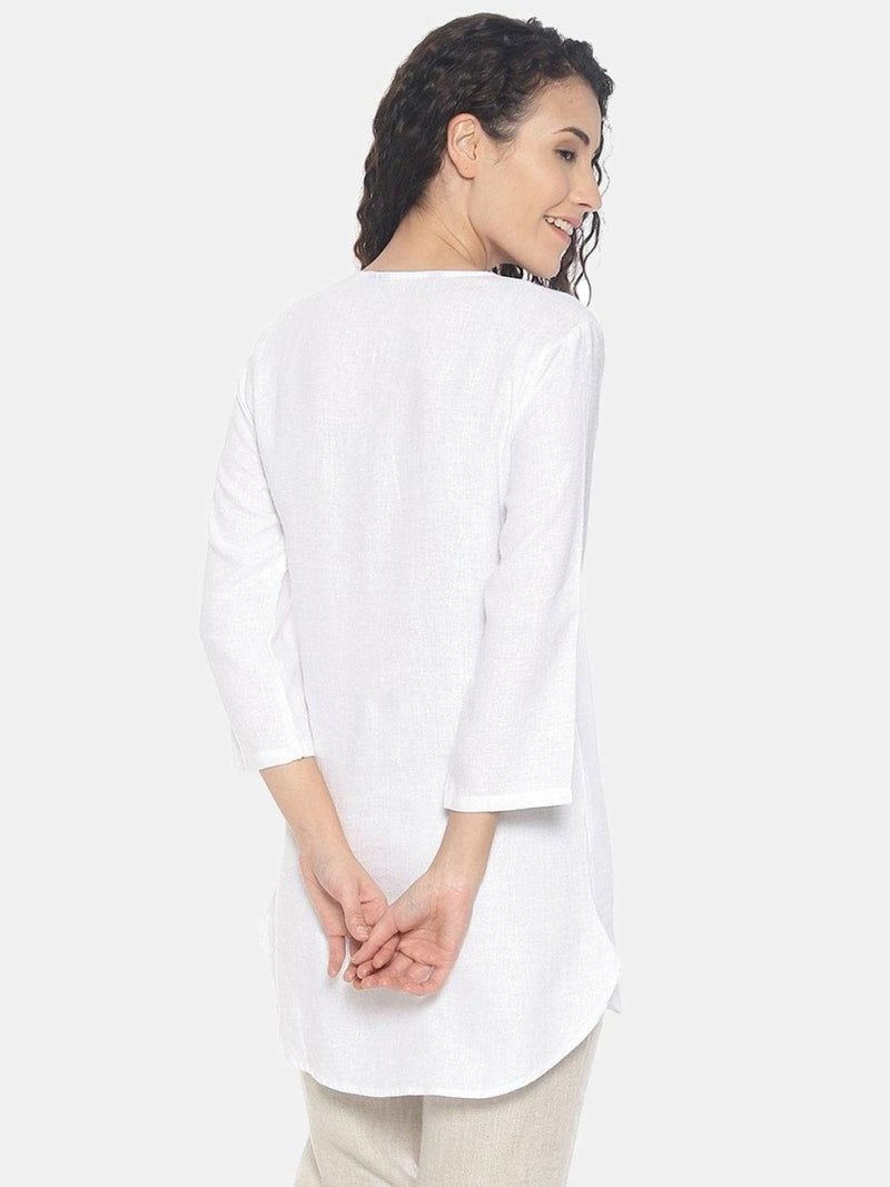 Buy White Colour Solid High Low Lounge Wear Top For Women | Shop Verified Sustainable Womens Top on Brown Living™