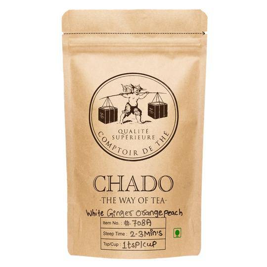 Buy White Ginger Orange Peach Flavoured White Tea - 50g | Shop Verified Sustainable Tea on Brown Living™