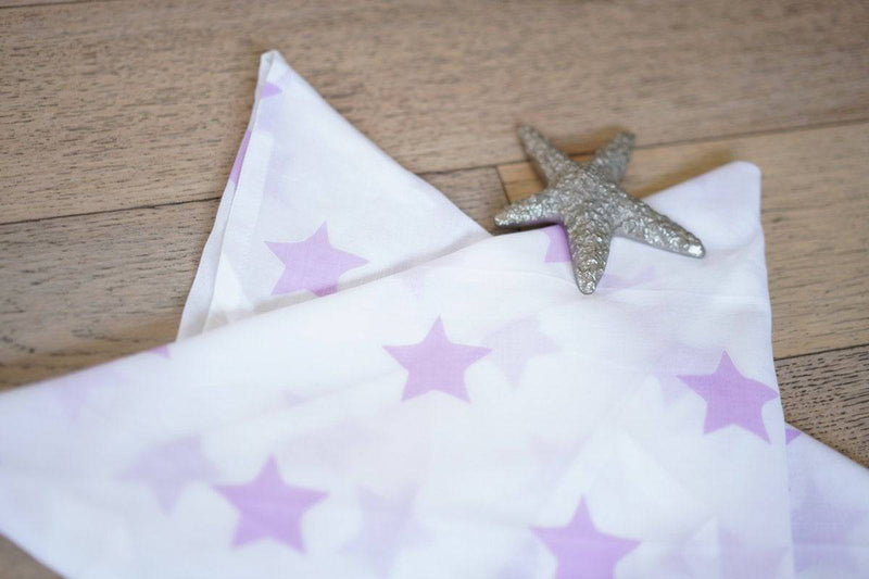 Buy Wish Upon A Star' Organic Cotton Swaddle In Lilac | Shop Verified Sustainable Baby Swaddle on Brown Living™