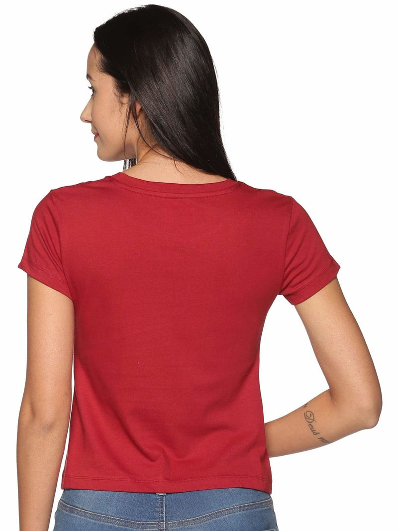 Buy Women's Crew Neck Organic Cotton T Shirt - Maroon | Shop Verified Sustainable Womens T-Shirt on Brown Living™